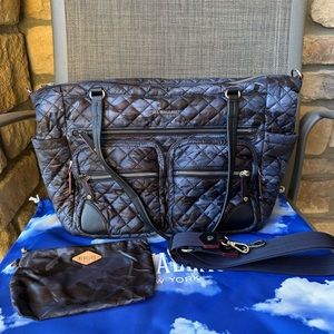 MZ Wallace Dark Blue Camo Crosby Traveler